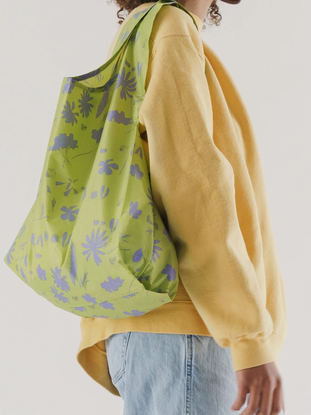 BAGGU Floral Lime Sun Print Tote Bag NWT - Picture 3 of 5